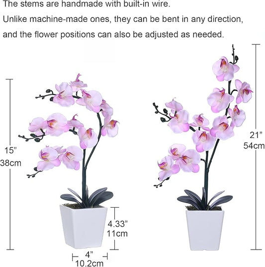 15" Tall Artificial Silk Phalaenopsis Orchid Flower Plant Pot Arrangements (Pink Shades)