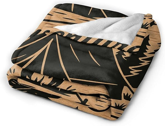 Camping Blanket Camper Throw Blanket Soft Cozy Fleece Fuzzy Stuffed Plush Flannel Gifts for Girls Women Boys Kids Adults 60"X80"