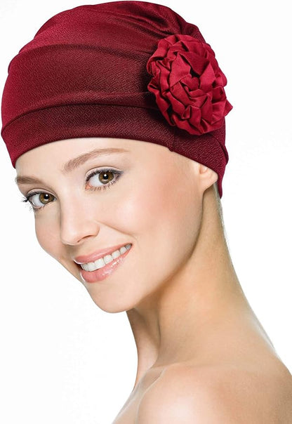 6 Pieces Women Turban Flower Caps Elastic Beanie Headscarf Vintage Headwrap Hats
