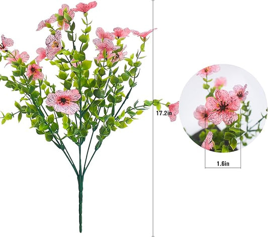 Pink Artificial Outdoor Flowers 12 Bundles Vibrant Wild Flowers Silk Daisy Faux Floral Plants Arrangements for Porch, Yard, or Flower Bed Decor (Pink Daisy)