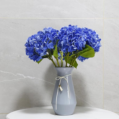 Fake Hydrangea Artificial Flowers with Stems 6 PCS 19.3" Latex Faux Hydrangea Flowers Bulk Real Touch for Vase Indoor Home Decoration Wedding Centerpieces Arrangements (Blue)