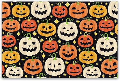 Placemats Set of 4 Halloween Waterproof Oilproof Table Mats Washable Wipeable Heat Resistant Easy to Clean for Indoor Outdoor Party Kitchen Dining Table Decoration 12 * 18in