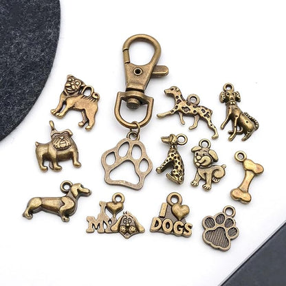 WOCRAFT 60pcs Antique Bronze Dogs Bracelet Charms for Jewelry Making Sets DIY Necklace Bracelet Keychain Crafting Charms Kit Craft Supplies (SN859)
