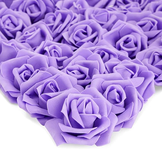 Juvale Stemless Artificial Roses - Durable Plastic Roses for Wedding Decor - for Centerpiece Table Decorations - Realistic Artificial Flowers for Maintenance-Free Use - Purple, Pack of 100