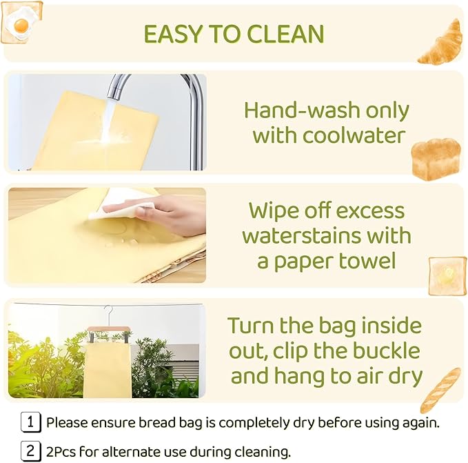 2 Pack XL Beeswax Bread Bags with Zipper Seal – Reusable Cotton Linen Waxed Bread Bags for Homemade Bread, Sourdough Storage, Eco-Friendly Bees Wax Bag Alternative to Plastic (2)