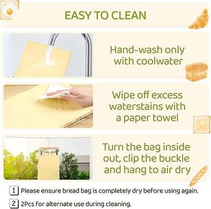 2 Pack XL Beeswax Bread Bags with Zipper Seal – Reusable Cotton Linen Waxed Bread Bags for Homemade Bread, Sourdough Storage, Eco-Friendly Bees Wax Bag Alternative to Plastic (2)