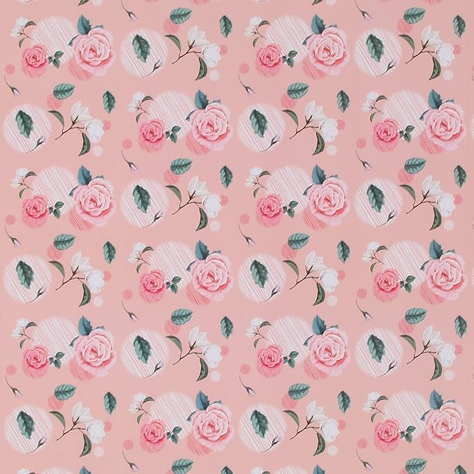 Aimyoo Pink Floral Wrapping Paper Jumbo Roll 17 in x 60 ft, Vintage Flower Gift Wrap for Wedding Bridal Shower Birthday