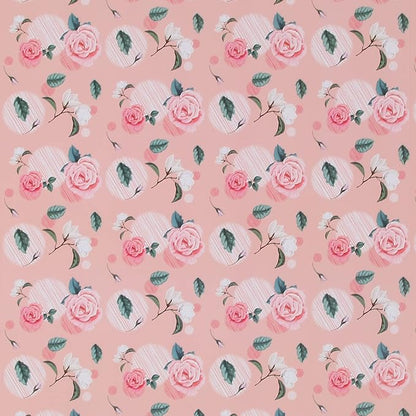 Aimyoo Pink Floral Wrapping Paper Roll 17 in x 10 ft, Vintage Flower Gift Wrap for Wedding Bridal Shower Birthday