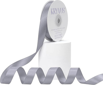 Gray Satin Ribbon, Double Faced 5/8 Inch X 25 Yards Gray Ribbon, Premium Satin Ribbon for Gift Wrapping, Crafts, Hair Bow Making, Sewing, Flower Bouquet, Wedding Party Decor
