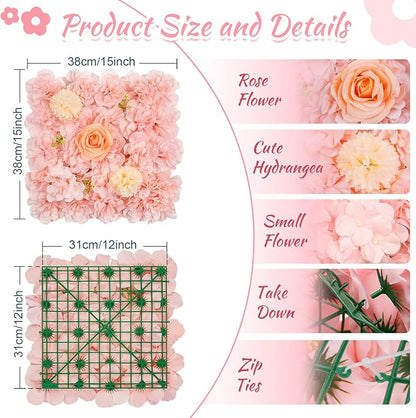 Artificial Flower Wall 5ftx3.74ft Peach Floral Backdrop Wedding Wall Panel Fake Background for Balloon Party Baby Shower Birthday Bridal Decorations