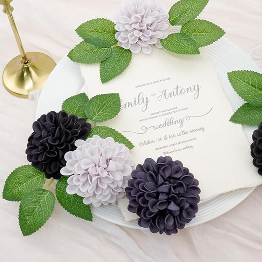 Artificial Flowers, 50pcs Realistic Artificial Rose for DIY Wedding Bouquets Centerpieces Arrangements, Gradient Violet Shades Dahlia Flowers with Stem for Bridal Shower Party