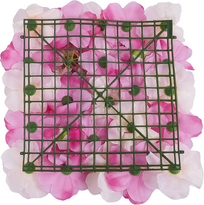 DouSeiAi 12Pcs Artificial Flower Wall Panel 3D Floral Backdrop Walls 15" X 15" Flower Wall Decor Flower Backdrop Faux Flowers Panel for Wedding Party Home Decoration, White/Deep Pink