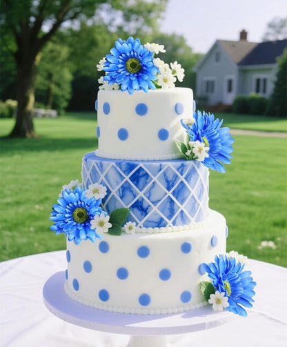 IPOPU 2 Bundles Artificial Gerbera Daisy Flowers 14 Heads Blue Fake Daisy with Stems Faux Silk Daisy Flowers for Wedding Bridal Bouquet Party Floral Arrangements Table Centerpiece Decor (Blue)