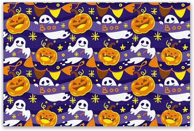 Placemats Set of 4 Halloween Waterproof Oilproof Table Mats Washable Wipeable Heat Resistant Easy to Clean for Indoor Outdoor Party Kitchen Dining Table Decoration 12 * 18in