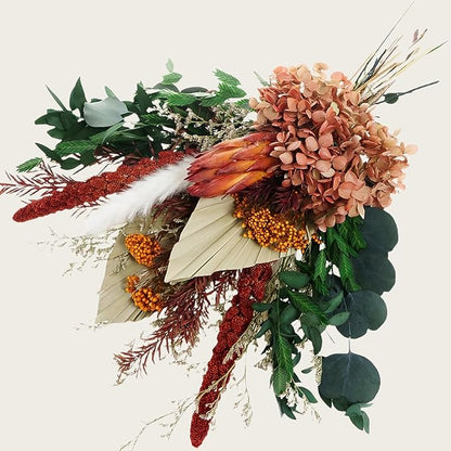 Natural Dried Flower Bouquet - Fall Pampas Grass & Eucalyptus Decor, Preserved Plants Bundle for Vases, Rustic Floral Arrangements for Home Wedding Table Centerpiece Decorations