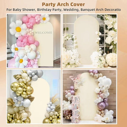 HEMMOTOP Beige Arch Backdrop Cover (No Arch Stand), 6 ft Spandex Arch Covers Stretchy Backdrop for Balloon Arches, Wedding, Birthday Party, Baby Shower, Banquet Arch Decoratio