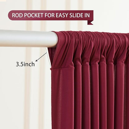 Burgundy Backdrop Curtain 10 Panels-Wrinkle-Free Burgundy Curtains Polyester Photography Drapes for Baby Shower Birthday Party Photo Background Backdrop Stand- 40 X10FT