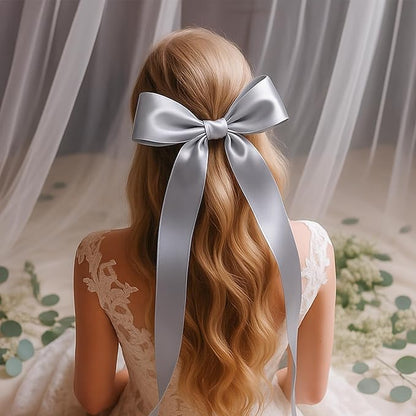 Fullive 1 1/2 Inch Ribbons for Crafts, 30 Yards Gray Ribbon for Gift Wrapping, Polyester Solid Satin Ribbon for Flower Bouquet for Birthday Holiday Decorations DIY Hair Bows Floral Arrangements