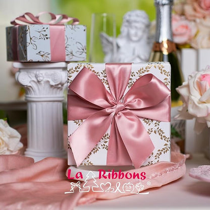 LaRibbons 1 Inch 25 Yard Double Faced Satin Ribbon,Dust Pink Satin Craft Fabric Ribbon for Gift Wrapping Floral Bouquets Wedding Party Decoration