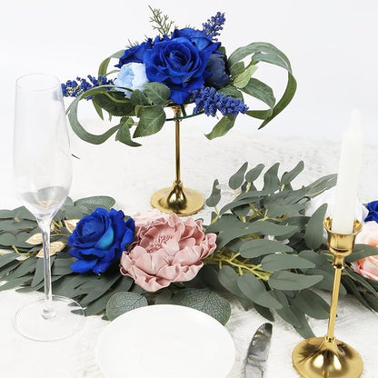 Blue Roses Artificial Flowers 16pcs Royal Blue Flowers Artificial Roses with Stems 3.15" Fake Roses for Bridal Bouquet Wedding Flowers for Floral Centerpieces