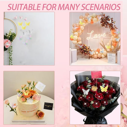DNSGOOR 548Pcs Flower Wrapping Paper Kit with 200Sheets Waterproof Bouquet Wrapping Paper Decor Crowns 3D Butterfly Bouquet Pins Ribbons for Valentines Graduation Birthday Home Party