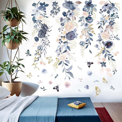 Watercolor Flower Wall Stickers for Girls: Peel and Stick Wall Decals for Baby Nursery Girl Bedroom - Ages 1-12 Years Vinyl Decor