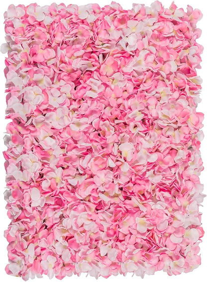 Flower Wall Panel Set, U'Artliens Artificial Wall Flower Backdrop 24x16 Inch 3D Silk Hydrangea Rose Floral Panel for Photo Background Home Party Wedding Backdrop Decoration(12pcs,Pink)