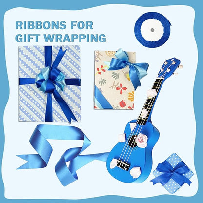 150 Yards Blue Satin Ribbon 1-1/2 Inch 6 Rolls Assortment Ribbons for Crafts Gift Wrapping Flower Bouquet Wedding Invitations Birthday Party Festival Decoration Hair Bows