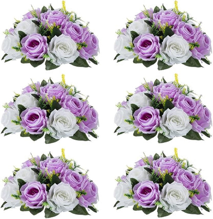 Flower Centerpieces for Wedding Tables: Wedding Table Decorations Lilac & White Flower Balls Centerpieces for Engagement Cerebration Party Center Pieces 6 Packs