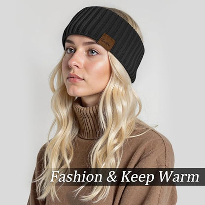 Loritta Womens Ear Warmers Headbands Winter Warm Fuzzy Cable Knit Head Wrap Fleece Lined Gifts