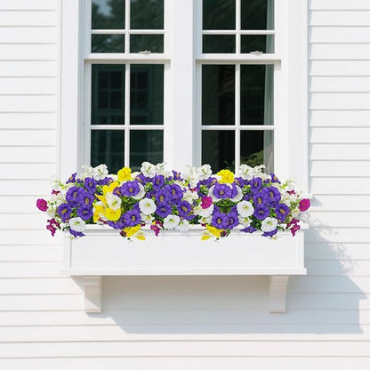 12 Bundles Artificial Flowers for Outdoors UV Resistant with Eucalyptus - Realistic Silk Fake Flowers Outside for Window Box Planter Hanging Basket, Faux Plants for Home Porch Garden Yard Décorations