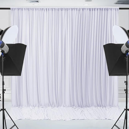 Wrinkle Free White Backdrop Curtain for Parties 10x7ft Soft Fabric Drapes Wedding White Curtain Backdrop for Birthday Party Decorations Background for Photography 5x7ft, 2 Panels