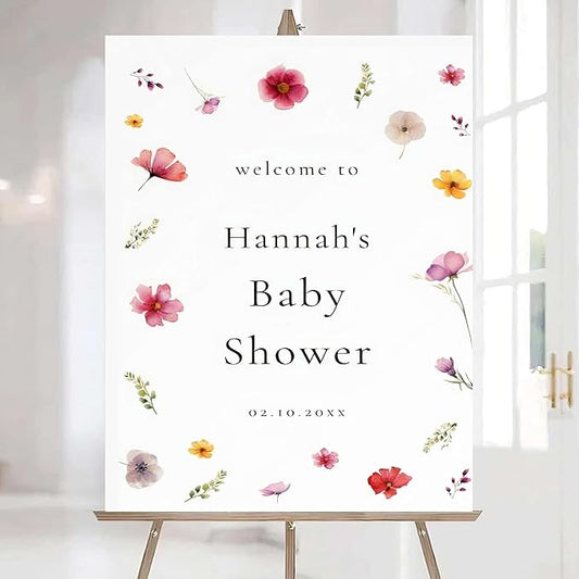 Editable Wildflower Baby Shower Welcome Sign, Personalized Boho Floral Baby Shower Sign, Spring Flowers Theme, Elegant Flower Decorations, Custom Name Signage for Boy or Girl #5