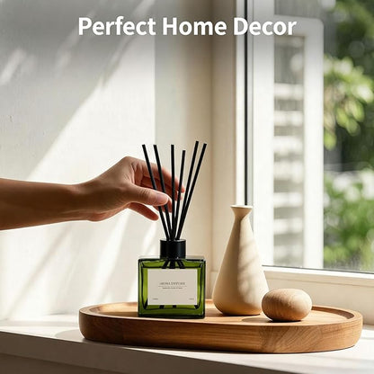Reed Diffuser, 4 oz Earthy Sandalwood Scent Diffuser with 7 Sticks, Long Lasting Reed diffusers for Home, Elegant Fragrance for Bathroom Bedroom Office Decor, Air Fresh