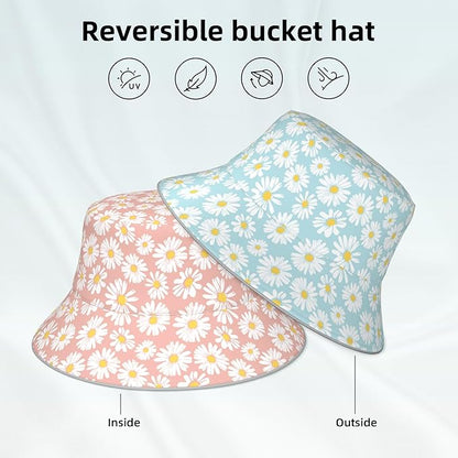 Bucket Hat Beach Summer Sun Hat Reversible Fisherman Hats Double Sided Wearing for Women Men Boys Girls
