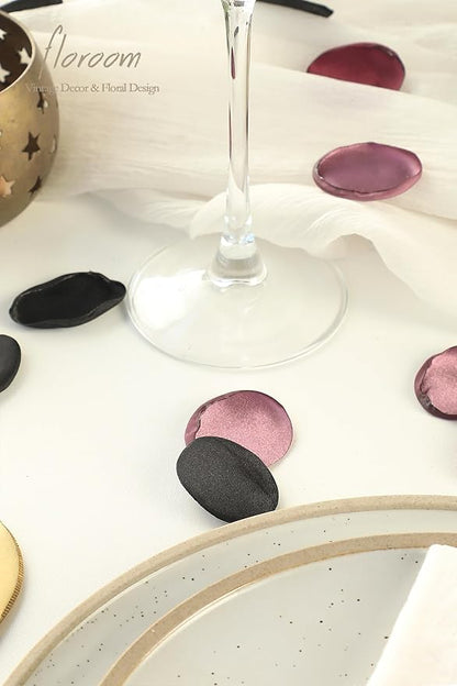 Floroom 300pcs Rose Petals Black Burgundy Faux Silk Flower Petals for Wedding Flower Girl Basket Aisle Scatter Dinner Table Centerpieces Party Confetti Bridal Shower Romantic Night Decoration