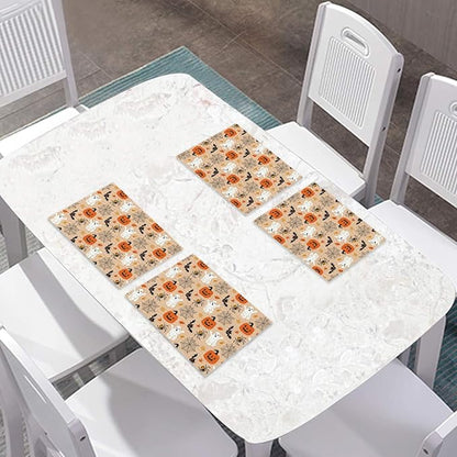 Placemats Set of 4 Halloween Waterproof Oilproof Table Mats Washable Wipeable Heat Resistant Easy to Clean for Indoor Outdoor Party Kitchen Dining Table Decoration 12 * 18in
