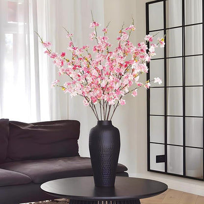8 Pcs Artificial Cherry Blossom Flowers 40" Faux Silk Cherry Blossom Stems Fake Real Touch Peach Branches for Wedding Home Garden Japanese Decor Pink