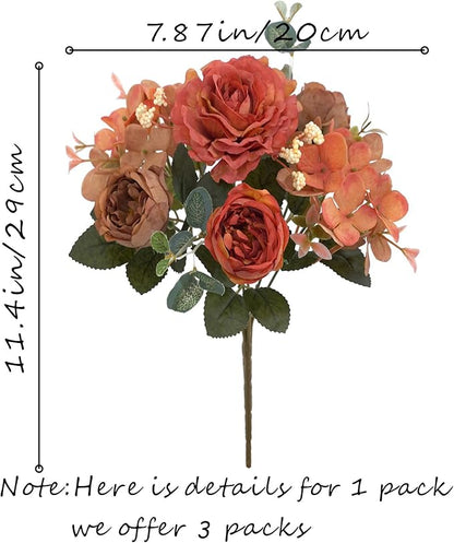 Artificial Flowers Fake Peony Silk Flowers Hydrangea Bouquet Decor Faux Camellia Flower for Home Living Room Table Centerpieces Decoration