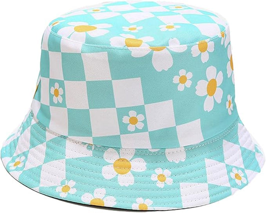 Bucket Hat for Women Men, Cotton Reversible Double Side Wear Sun Hats Beach Fisherman Hat
