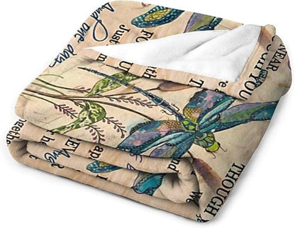 Dragonfly Blanket Memorial Sympathy Gifts for Girls Women Loved One I Never Left You Throw Blanket for Kids Adults Soft Warm Cozy Fleece Blanket for Couch Sofa Bed 50"x60"