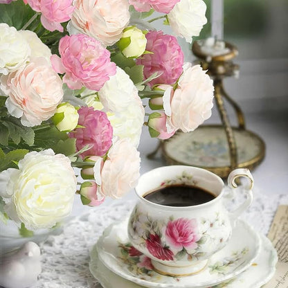 6 Pcs Artificial Flowers Silk Peony Rose Single Stem Artificial Flowers Pink Faux Peony Bouquet Floral Arrangement Bundle Fake Flowers Bulk for Table Centerpiece Wedding Farmhouse Home