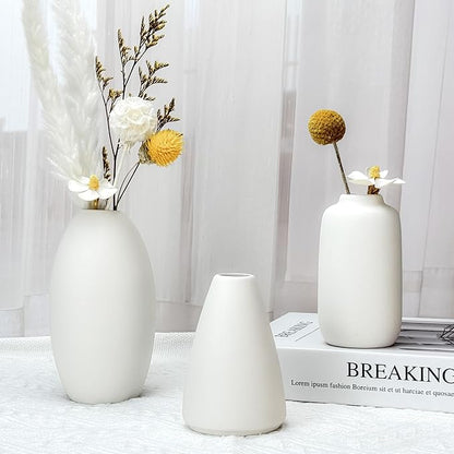 White Vases Set of 10, Small Ceramic Flower Vases Bulk Bud Vases for Wedding Table Centerpieces Decor Pampas Grass Modern Boho Home Party Decor DIY Gift