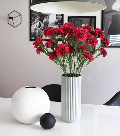IPOPU Red Carnations Artificial Flowers 30 Heads 27.56in 6PCS Silk Carnations Flowers with Stems for Wedding Home Centerpieces Floral Arrangements(Red)
