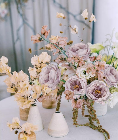 16pcs Peonies Artificial Flowers Head Light Purple Austin Roses Vintage Burnt Flowers Silk Rose Head with Stems for DIY Flower Wedding Bouquets Centerpieces Home Decoration (Light Purple)