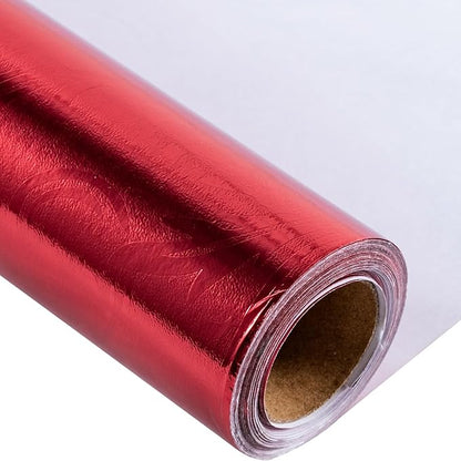 LeZakaa 3D Embossed Floral Foil Gift Wrapping Paper, Vintage Flower Metallic Foil for Birthday Christmas Party Holiday Gift Wrap, for DIY Crafts Scrapbook, Large Roll 30 inch x 32.8 Ft(Red)