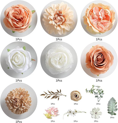 Artificial Flowers Combo for DIY Wedding Bouquets Combo Centerpieces Arrangements Party Bridal Baby Shower Home Decorations-Nude Color