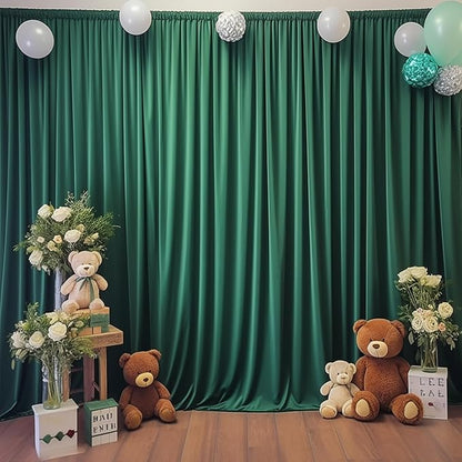 Hunter Green Backdrop Curtain-Wrinkle-Free Polyester Fabric Green Photography Curtains for Wedding Party Photo Background Decorations- 32 X10FT (Hunter Green)