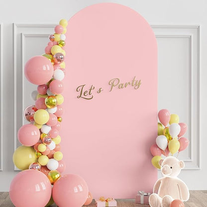 Wokceer 6.6FT Wedding Arch Cover Spandex Fitted Wedding Arch Stand Covers Round Top Blushing Pink Chiara Arch Cover for Birthday Party Ceremony Banquet Decoration
