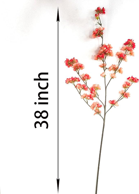 Artificial Cherry Blossom Branches, Faux Cherry Blossom Stems,4 Pcs Apple Blossom Branches,38 Inch Faux Branches for Home Wedding Table Vase Decor (4,Salmon Pink)